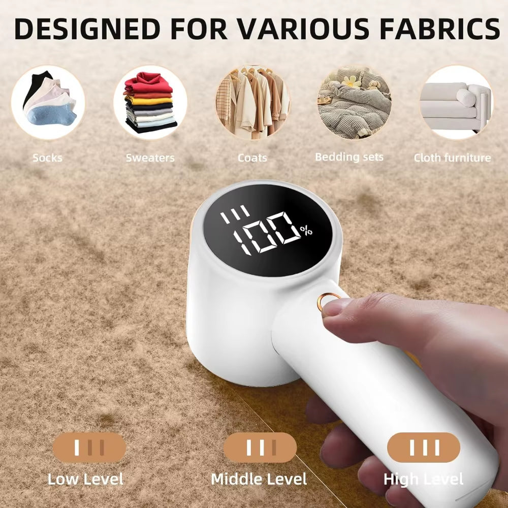 OEM Mini Rechargeable Portable Electric Pellets Fabric Shaver Lint Sweater Fuzz Remover with Digital LED Display for Clothes